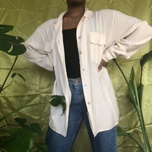 Creamy 100% silk button down!